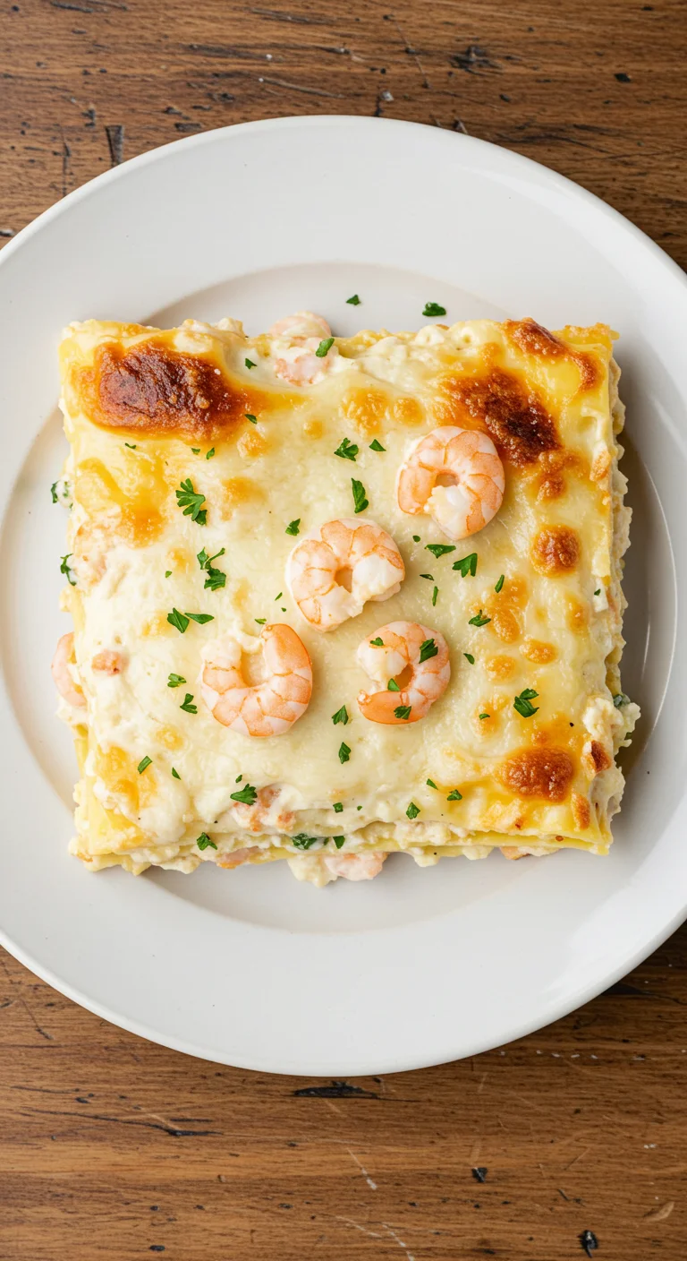 Creamy Garlic Butter Shrimp Scampi Lasagna