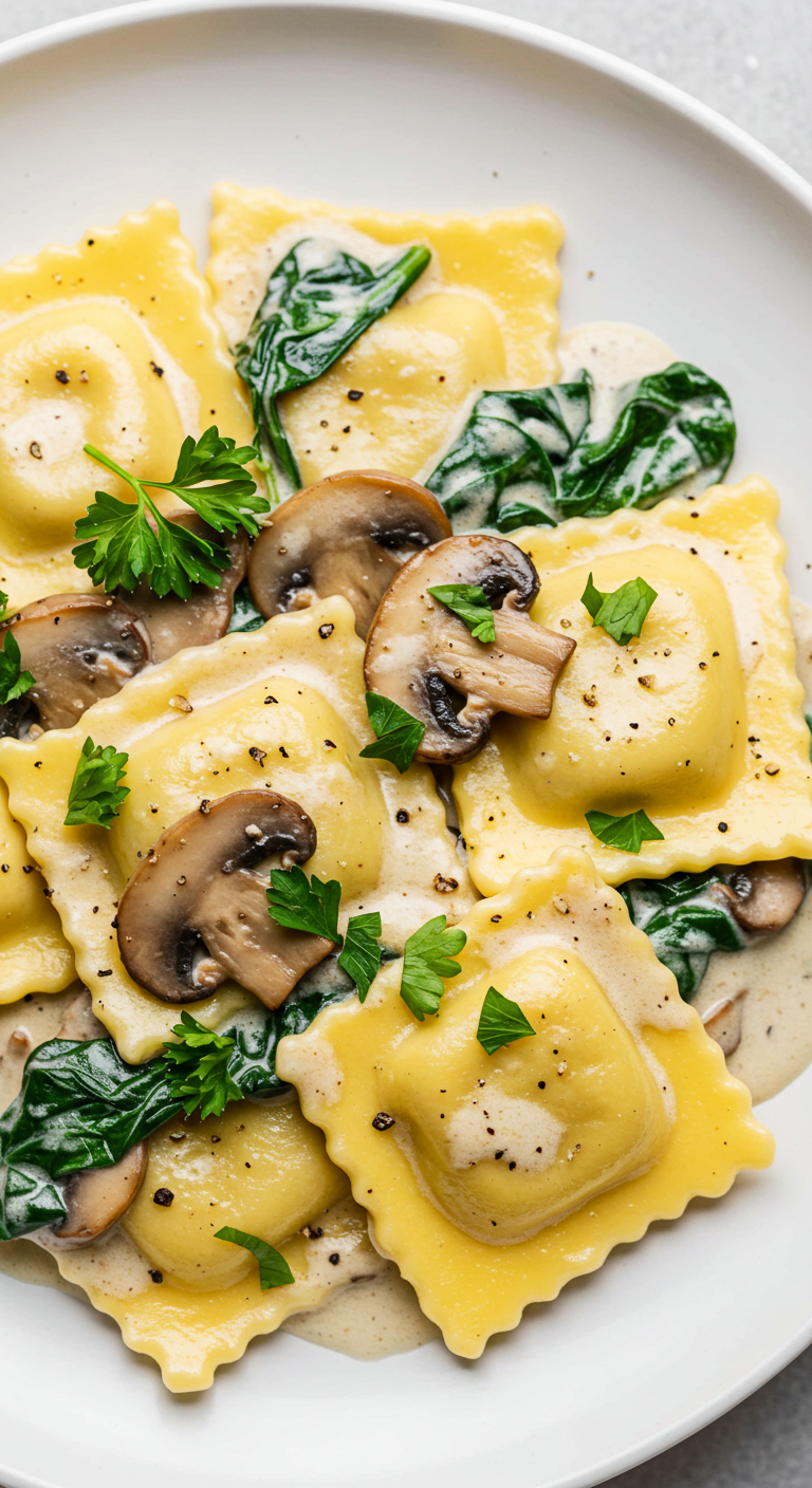 Creamy Mushroom Ravioli