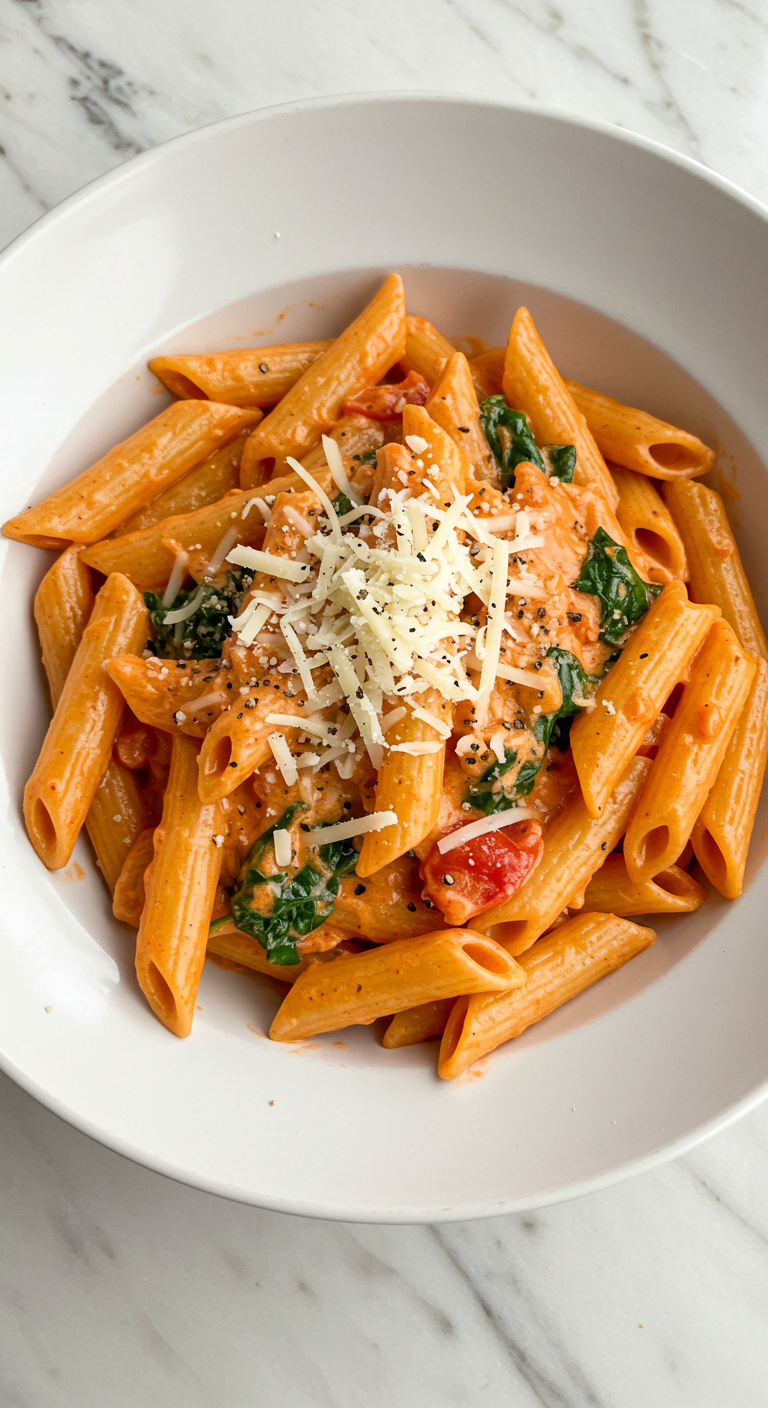 Creamy Tomato Spinach Pasta