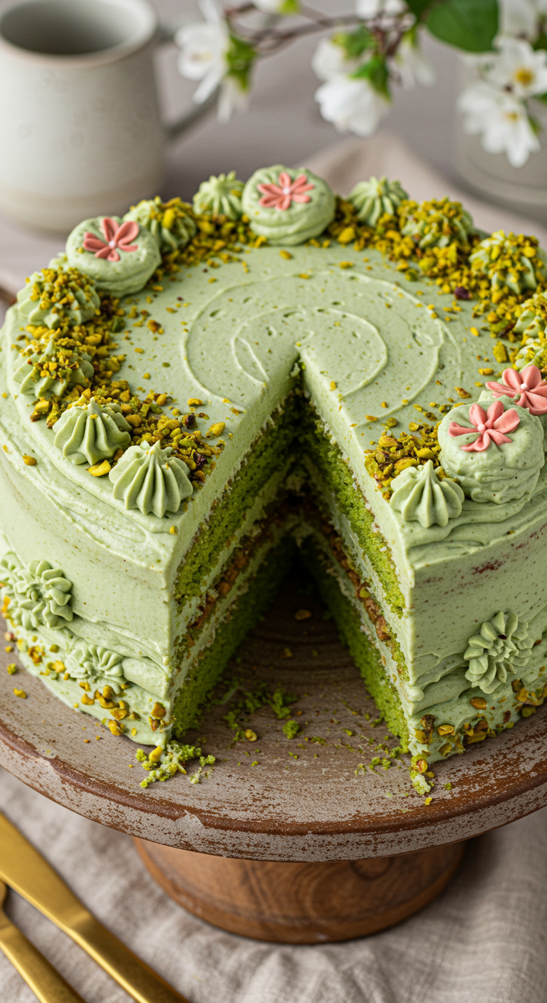 Decadent Pistachio Cream Cake