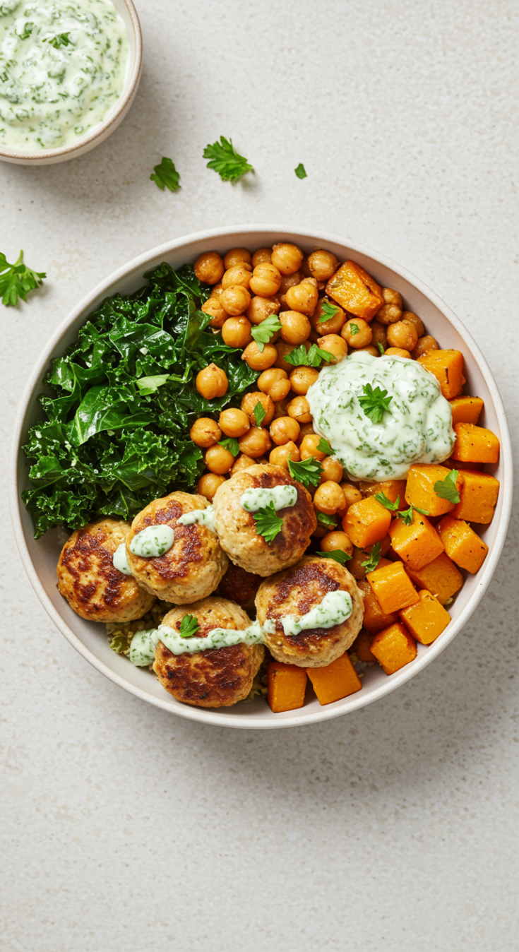 Herby Chicken Meatball Bowl