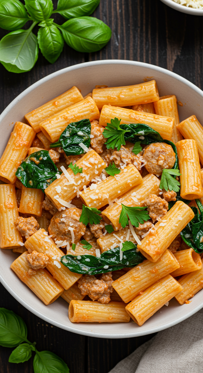 One-Pot Creamy Sausage Rigatoni