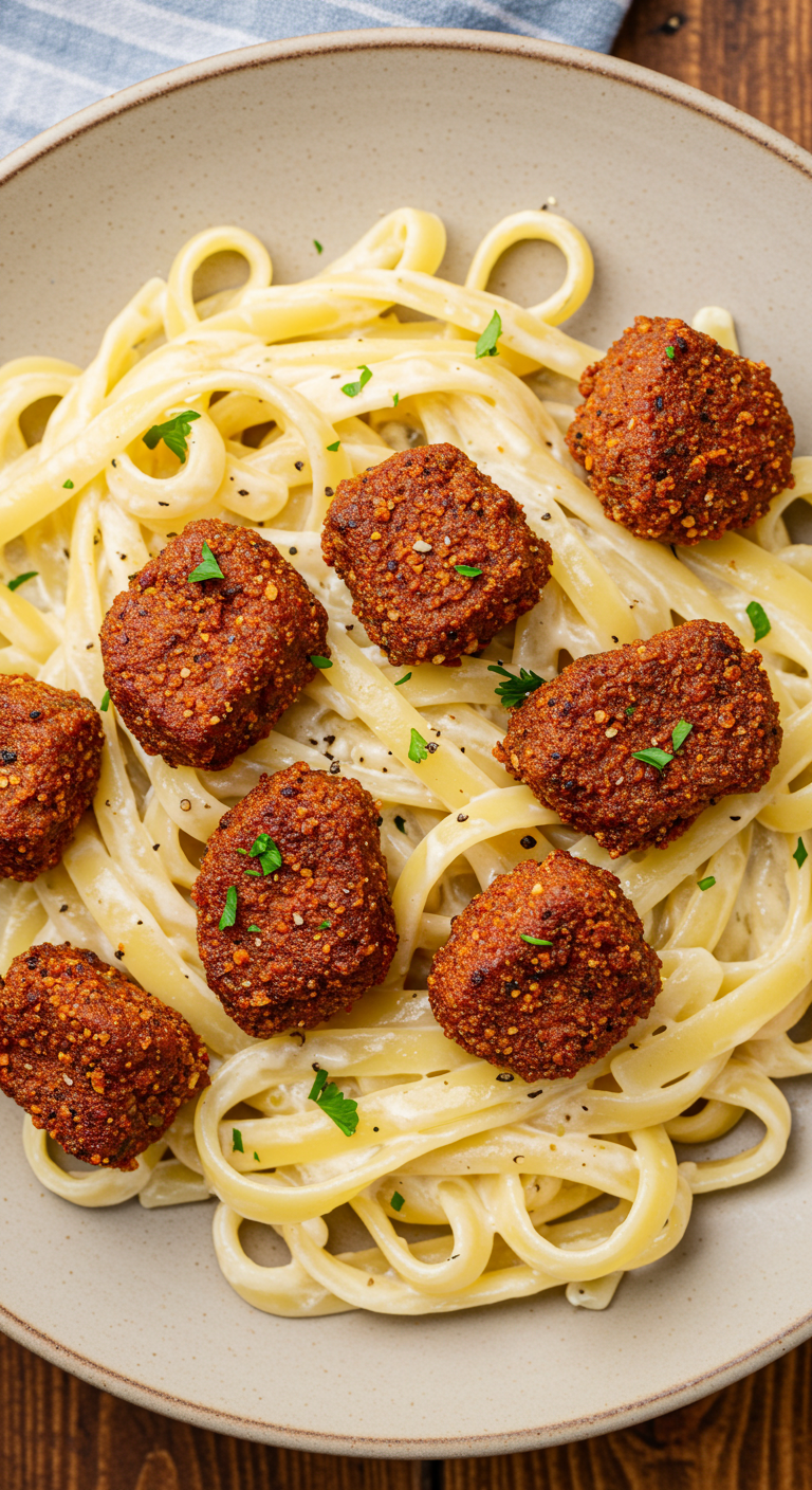 Cajun Spiced Steak Bites with Creamy Fettuccine Alfredo