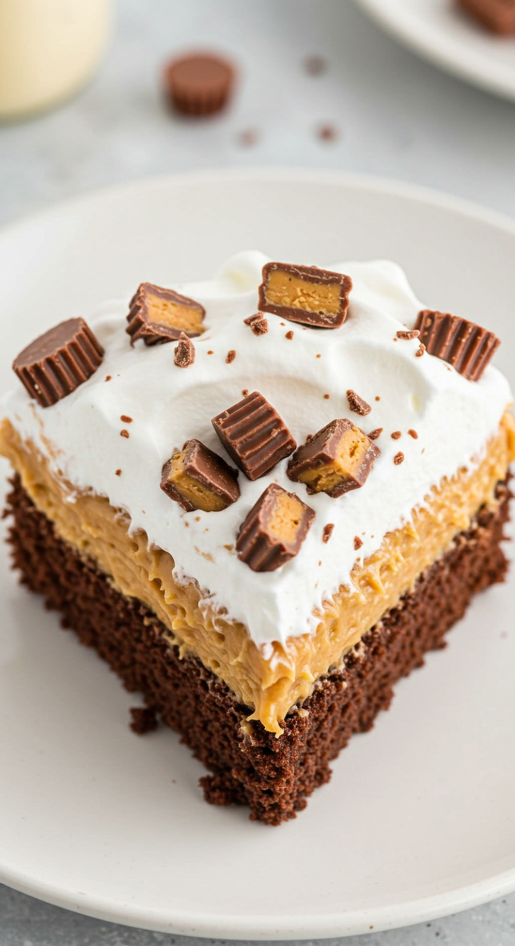 Chocolate Peanut Butter Poke Cake
