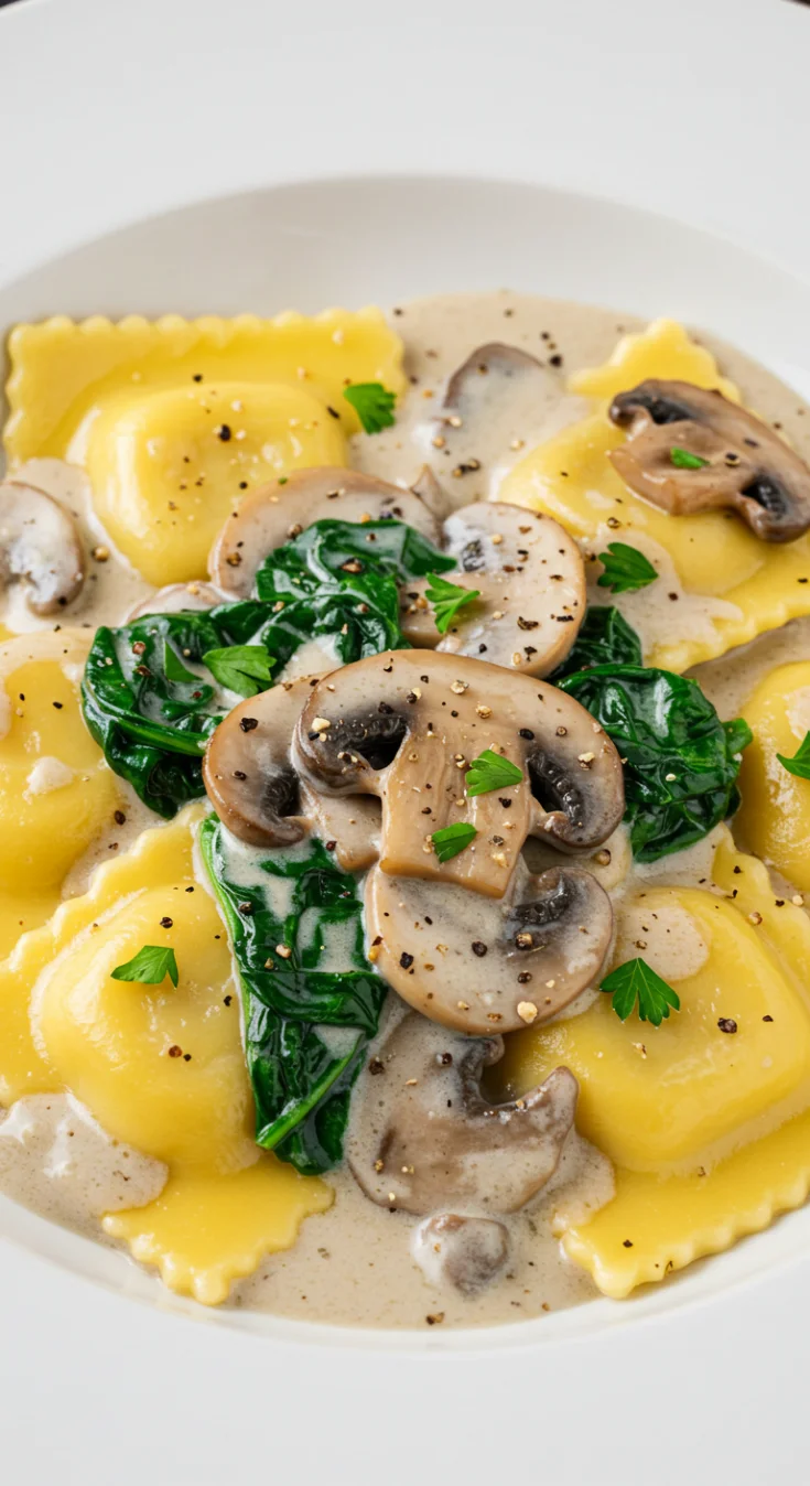Creamy Mushroom Ravioli
