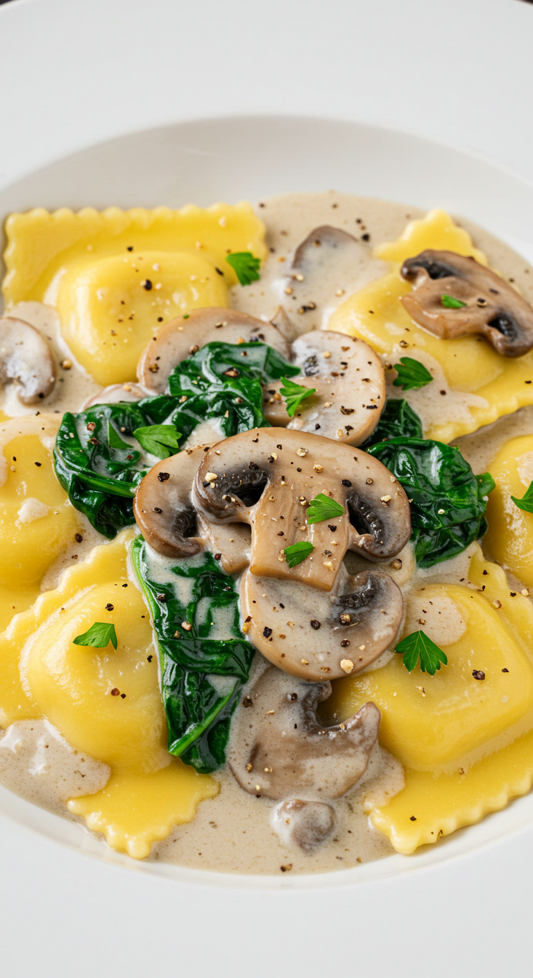 Creamy Mushroom Ravioli