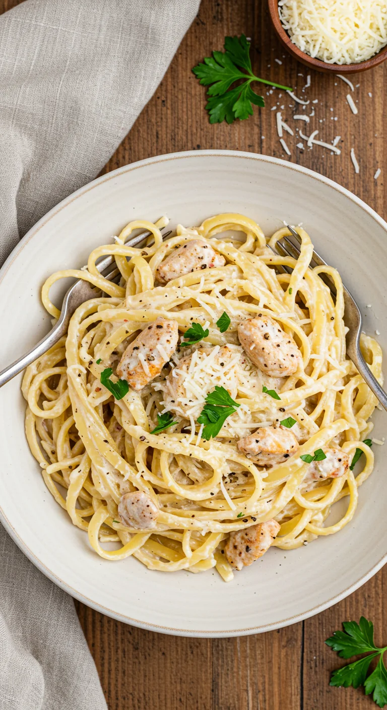 Creamy One Pot Cajun Chicken Linguine with Garlic Parmesan Sauce