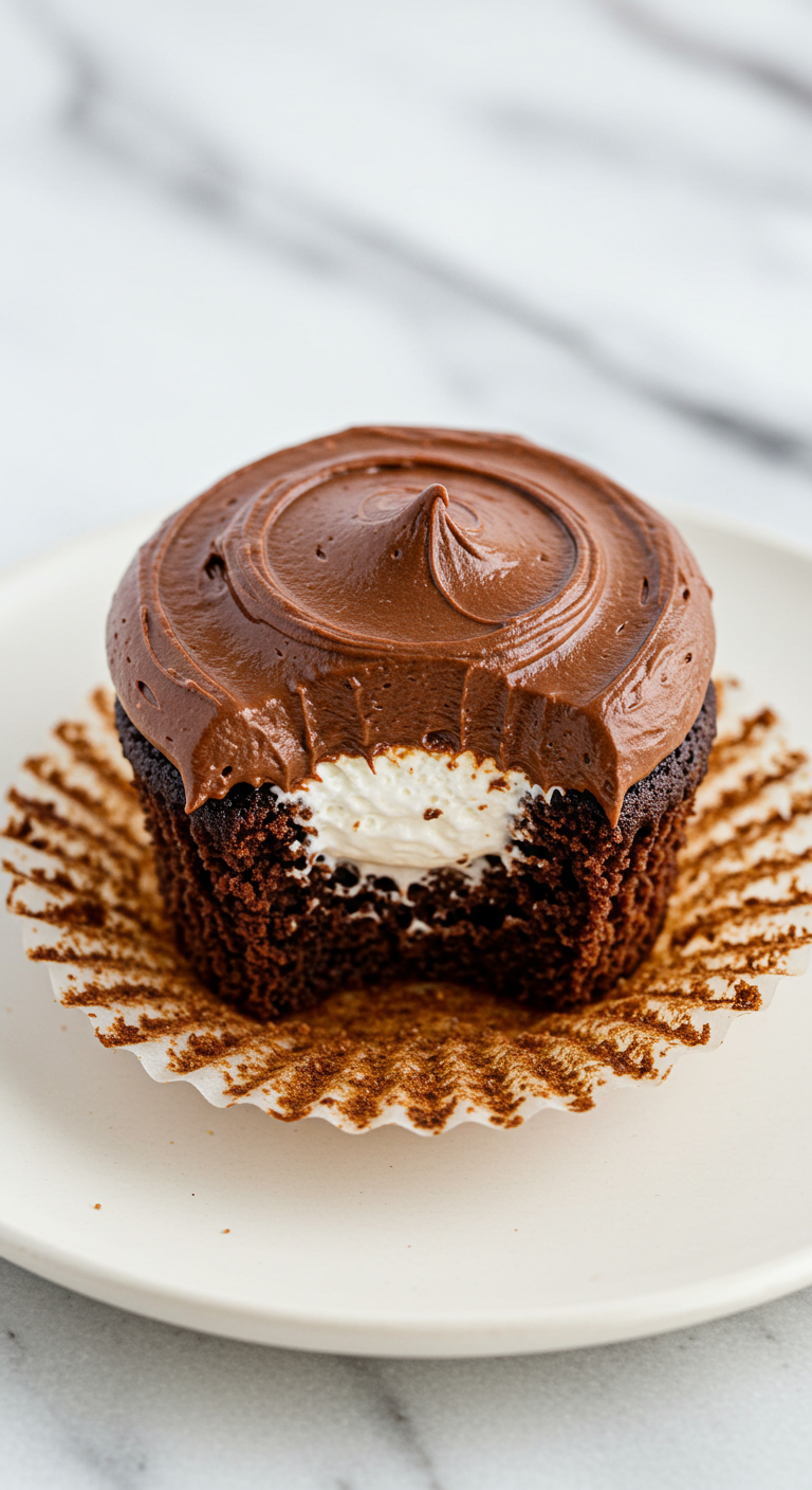 Decadent Chocolate S’mores Cupcakes with Gooey Marshmallow Center