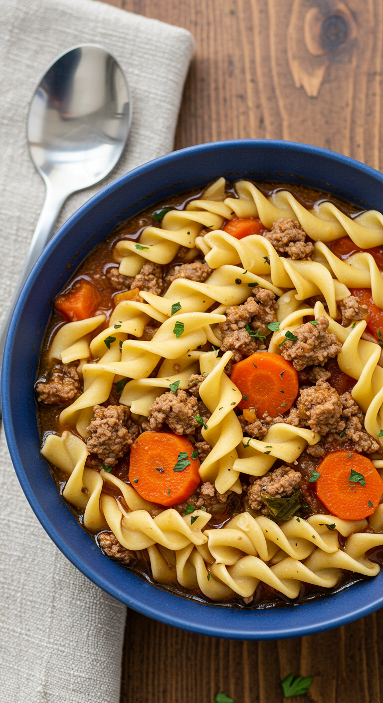 Easy Hamburger Noodle Soup