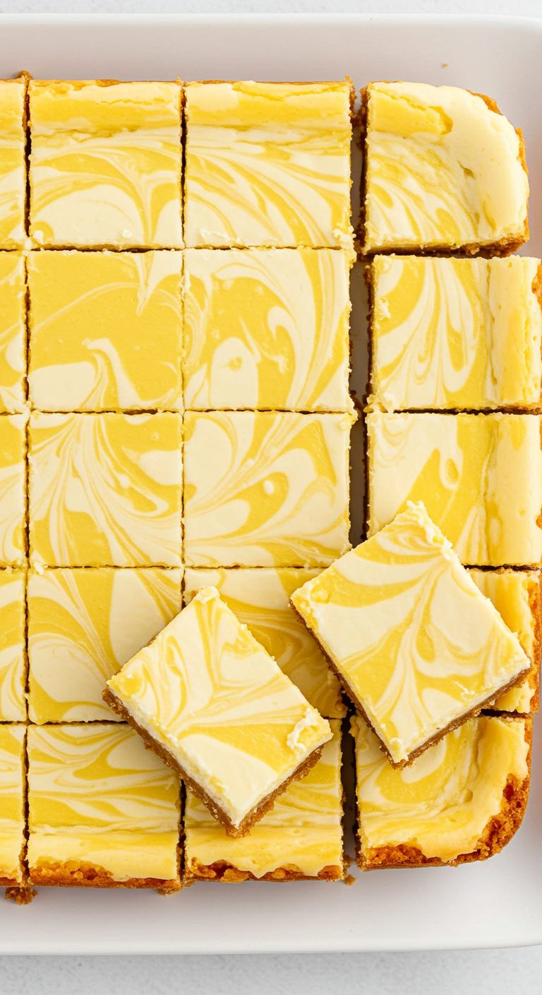 Elegant Lemon Marbled Cheesecake Bars