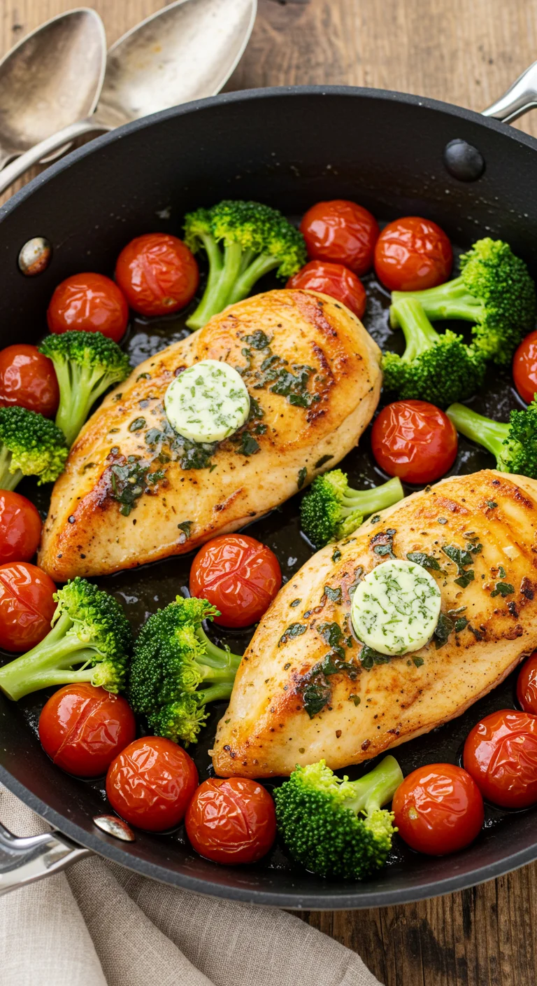 Garlic Herb Chicken with Cherry Tomatoes & Broccoli