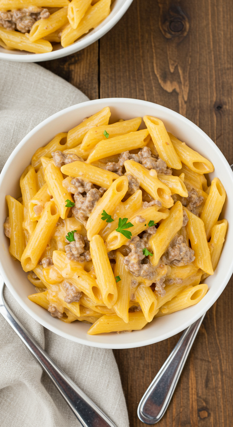 One-Pot Beef and Cheddar Ranch Pasta
