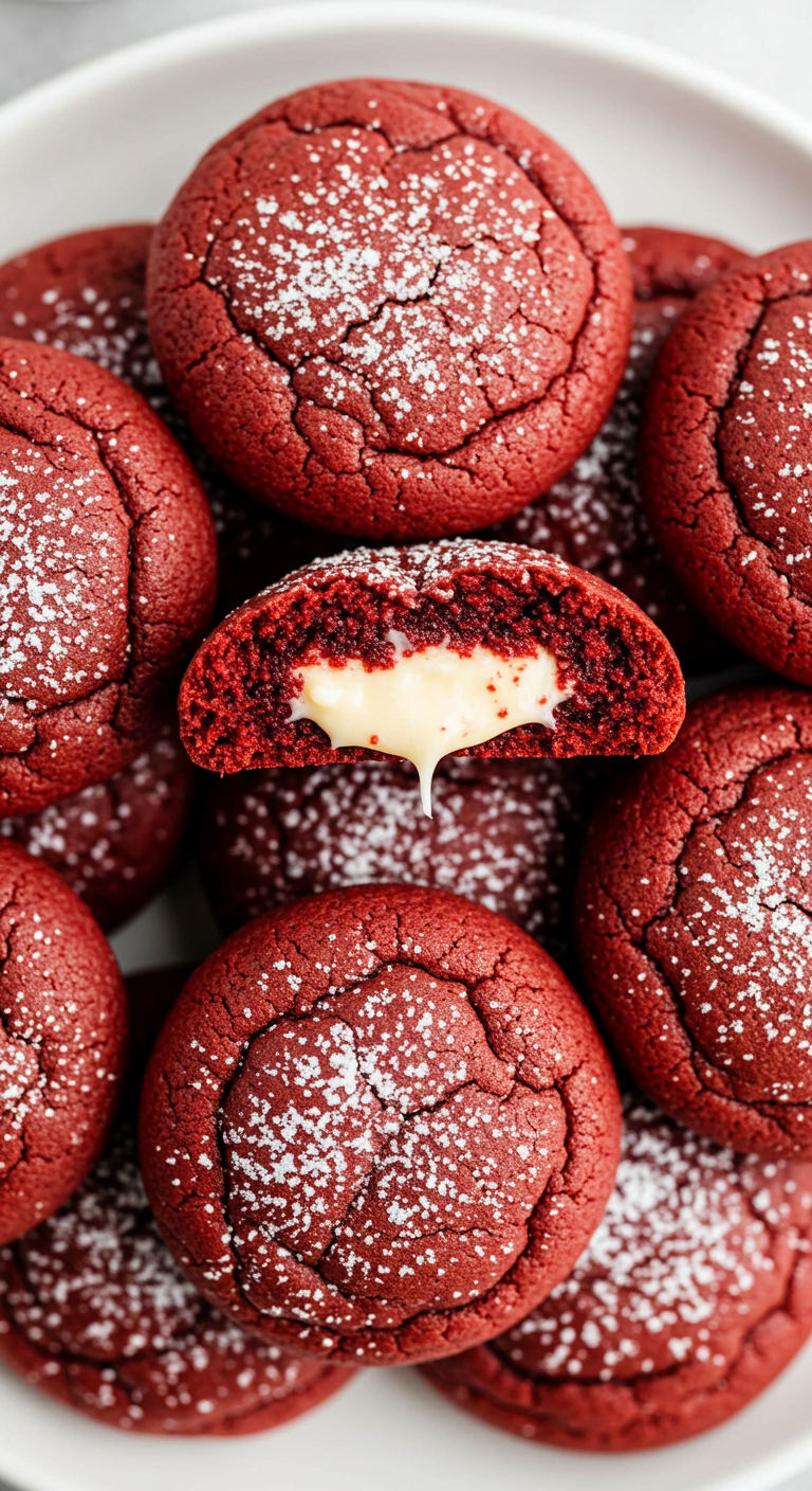 Red Velvet Cheesecake Stuffed Cookies