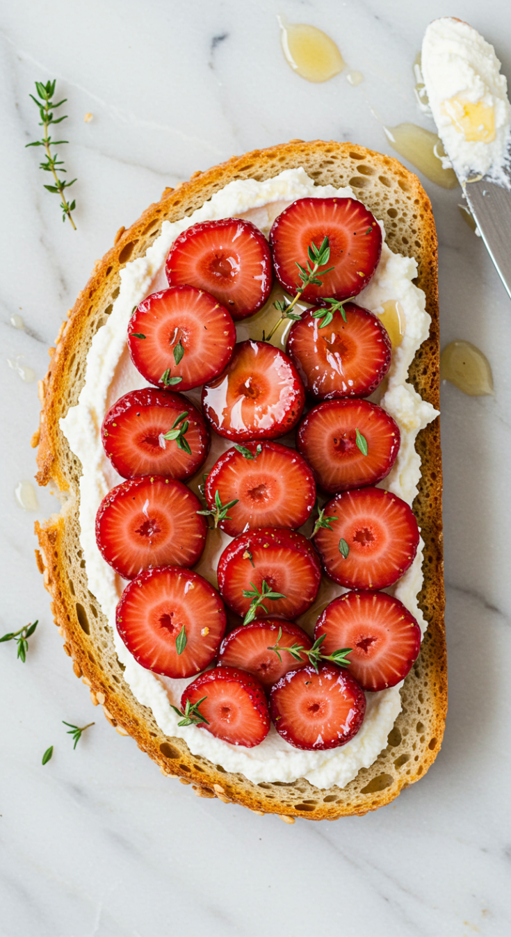 Roasted Strawberry Whipped Ricotta Toast