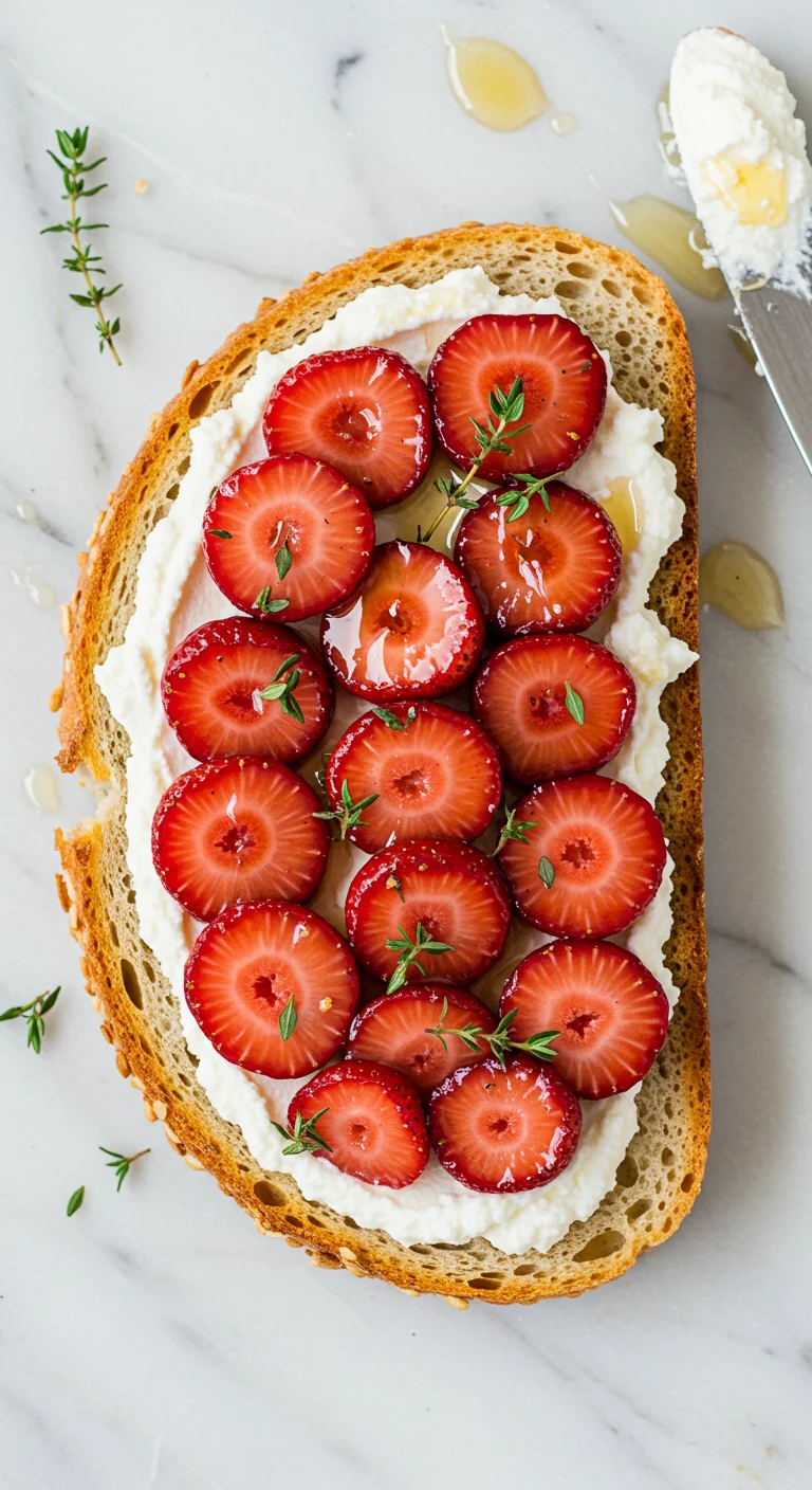 Roasted Strawberry Whipped Ricotta Toast