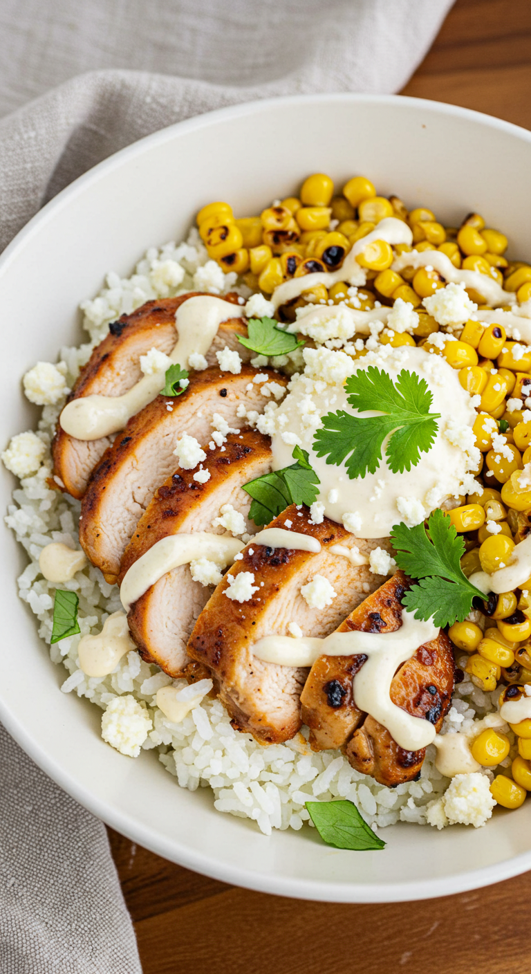 Street Corn Chicken Rice Bowl