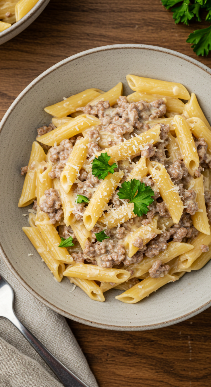 Rich and Creamy Ground Beef Alfredo Pasta Everyone Loves