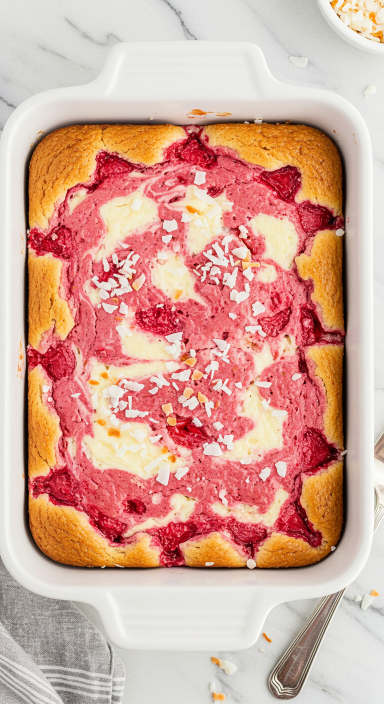 Moist Strawberry Earthquake Cake