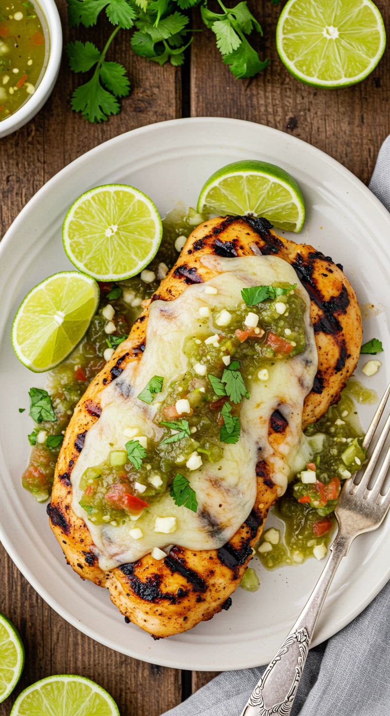 Grilled Salsa Verde Pepper Jack Chicken