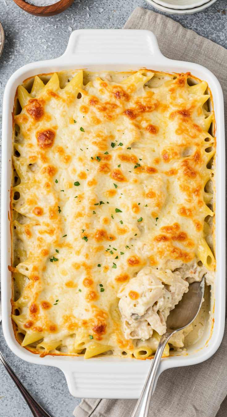 Easy Chicken Alfredo Casserole