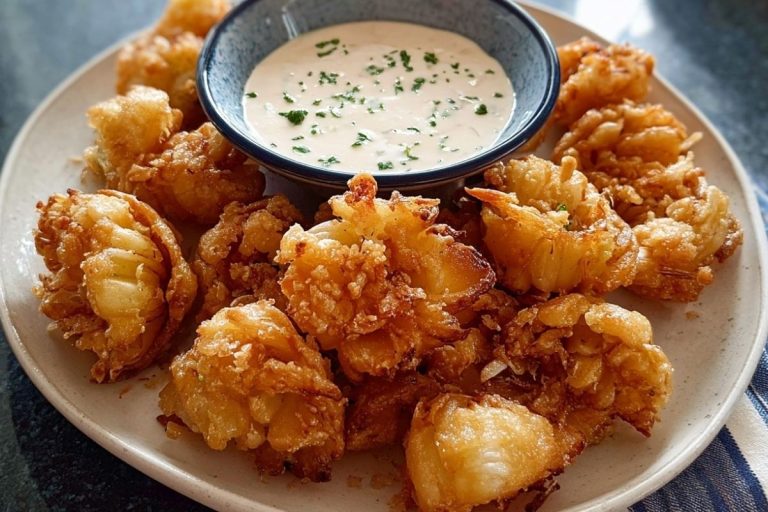 Bite-Sized Blooming Onions with Buttermilk Ranch Dip