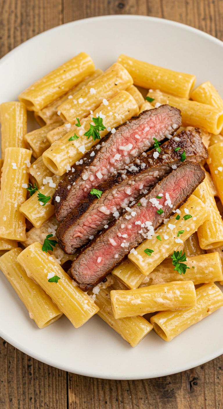 Cajun Steak Cheesy Rigatoni Parmesan