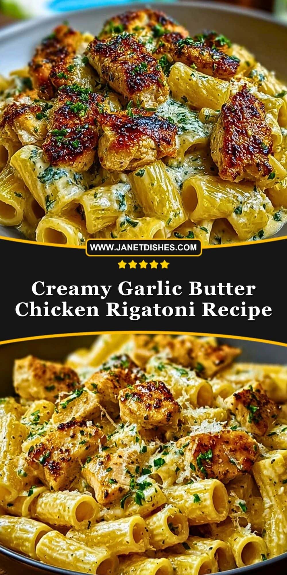 Creamy Garlic Butter Chicken Rigatoni Recipe