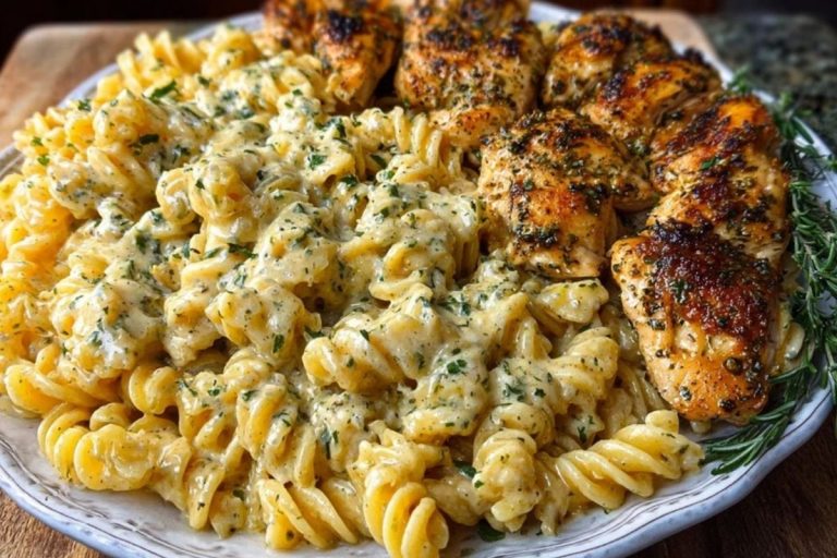 Creamy Garlic Butter Chicken and Rotini in Parmesan Sauce