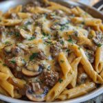 Creamy Velveeta Beef Stroganoff and Penne Pasta
