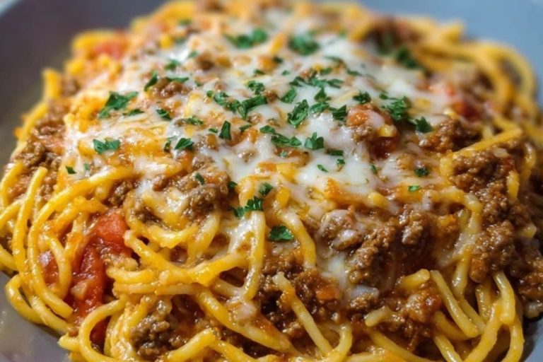 Creamy Velveeta Spaghetti with Italian Beef Marinara