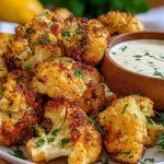 Crispy Baked Cauliflower Bites with Garlic Sauce