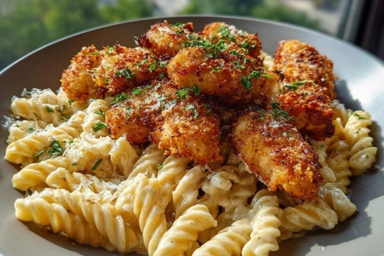 Crispy Parmesan Chicken Bites with Smoked Cajun Alfredo Gemelli Recipe