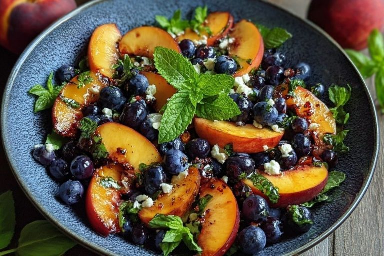 Fresh & Fruity Grilled Peach Blueberry Salad for Summer Days
