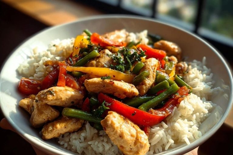 Garlic Chicken Stir-Fry with Rice