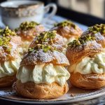 Irresistible Pistachio Cream Puffs That Melt in Your Mouth