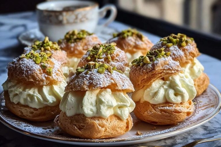Irresistible Pistachio Cream Puffs That Melt in Your Mouth