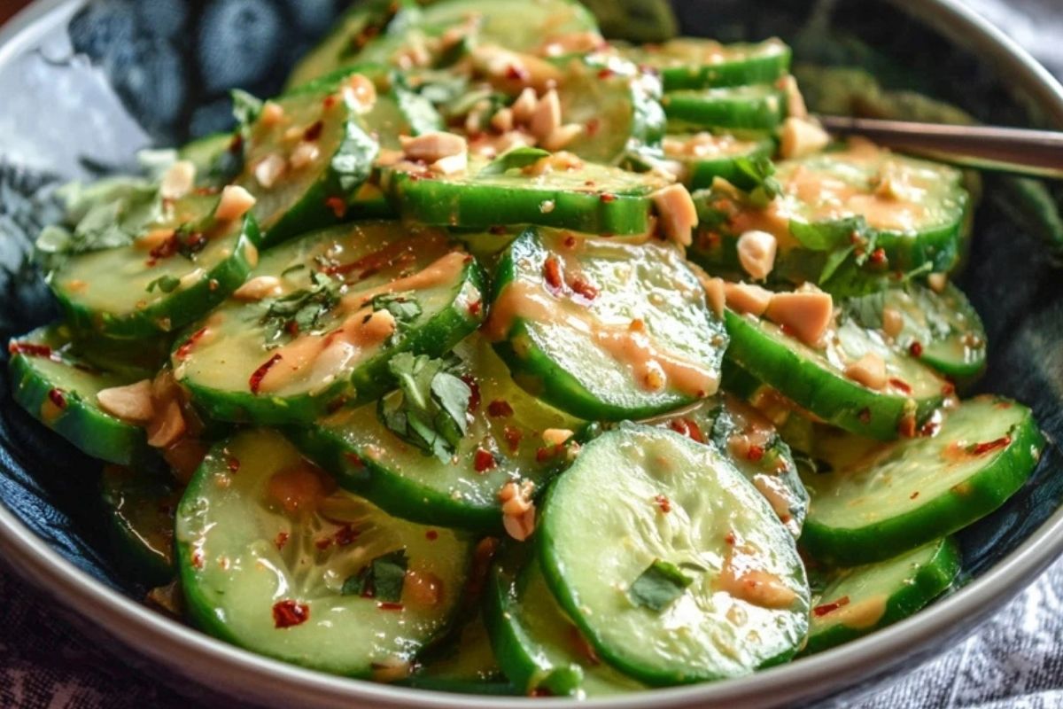 Refreshing Cucumber Salad with Spicy Peanut Dressing