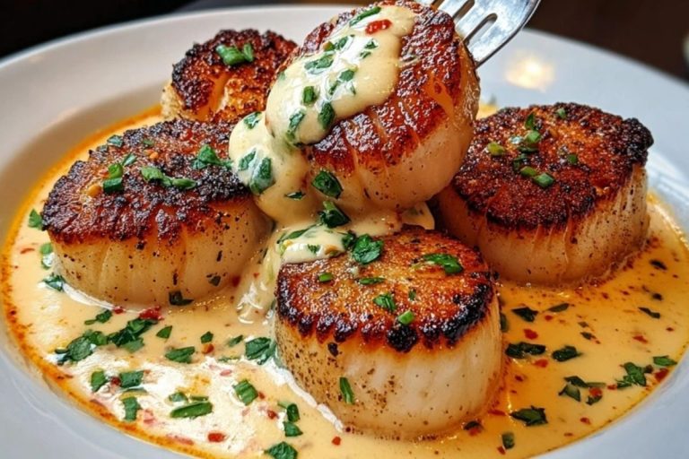 Seared Scallops with Spicy Cajun Cream Sauce
