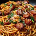 Sticky Honey Garlic Sausage Pasta