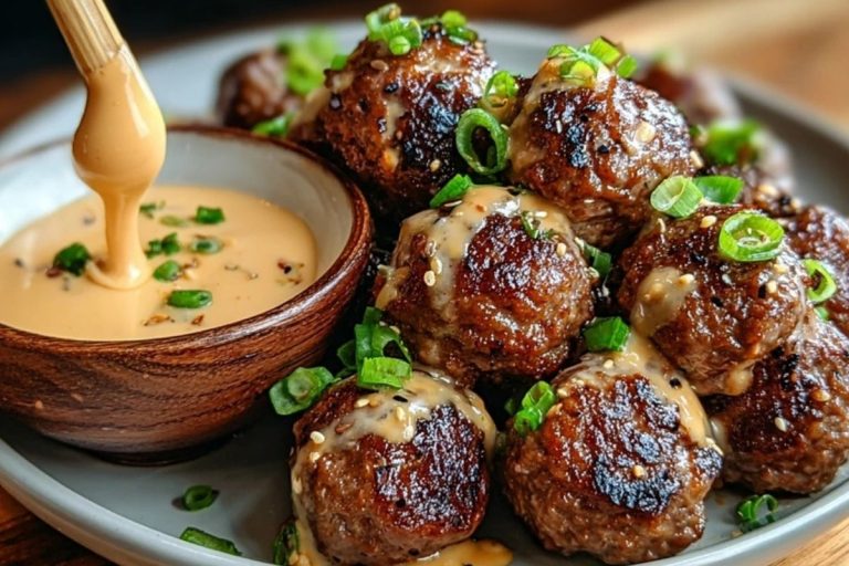 The Best Korean BBQ Meatballs with Spicy Mayo Dip