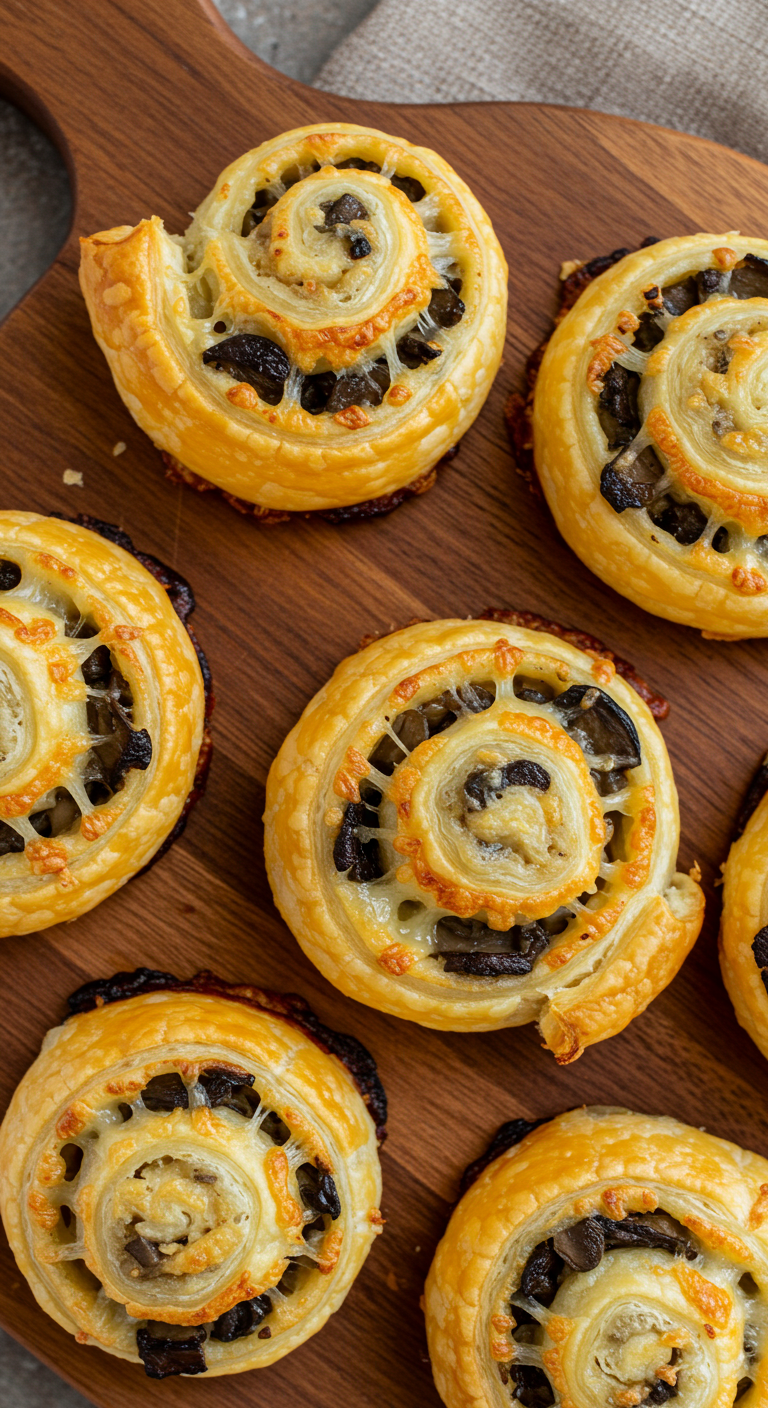 Mushroom Puff Pastry Pinwheels Recipe