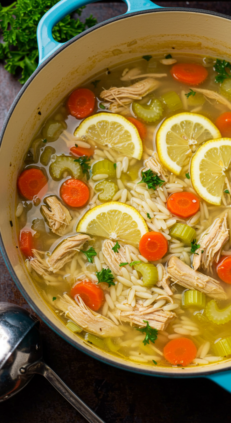 Lemon Chicken Orzo Soup
