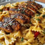 Bowtie Pasta with Creamy Cajun Chicken and Mozzarella Cheese Sauce