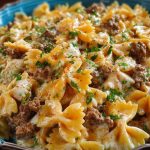 Cajun Cream Cheese Alfredo Bowties with Spiced Ground Beef