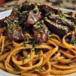 Cajun Garlic Butter Linguine with Tender Beef Strips