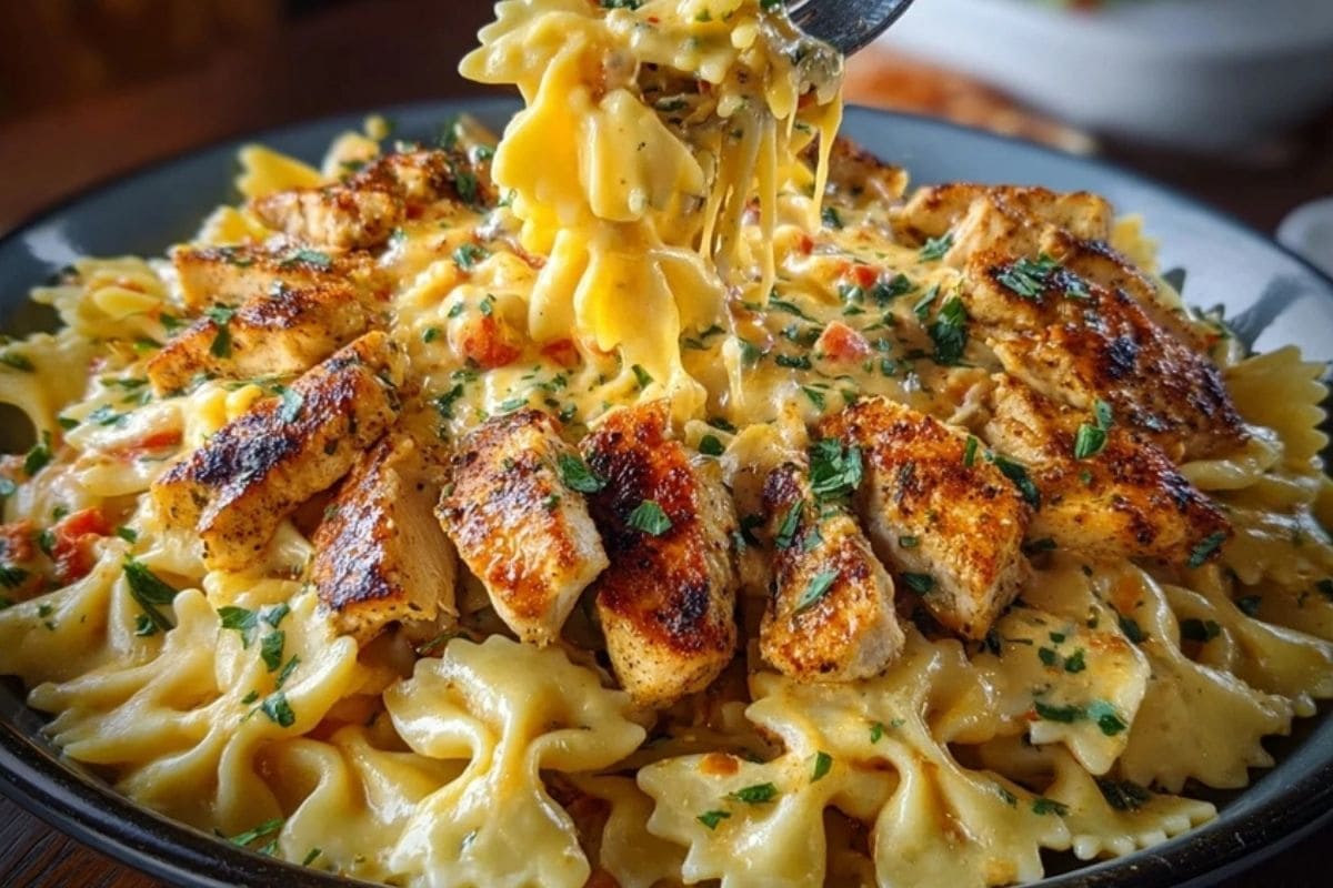 Creamy Cajun Chicken Bowtie Pasta with Garlic Cheese Sauce