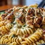 Creamy Cajun Chicken Rotini with Garlic Mozzarella Sauce