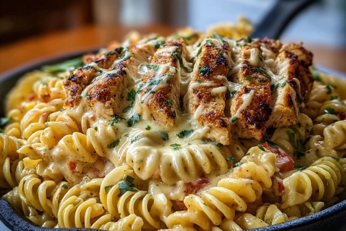 Creamy Cajun Chicken Rotini with Garlic Mozzarella Sauce