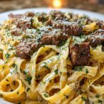 Creamy Parmesan Beef Fettuccine with Garlic Butter Sauce