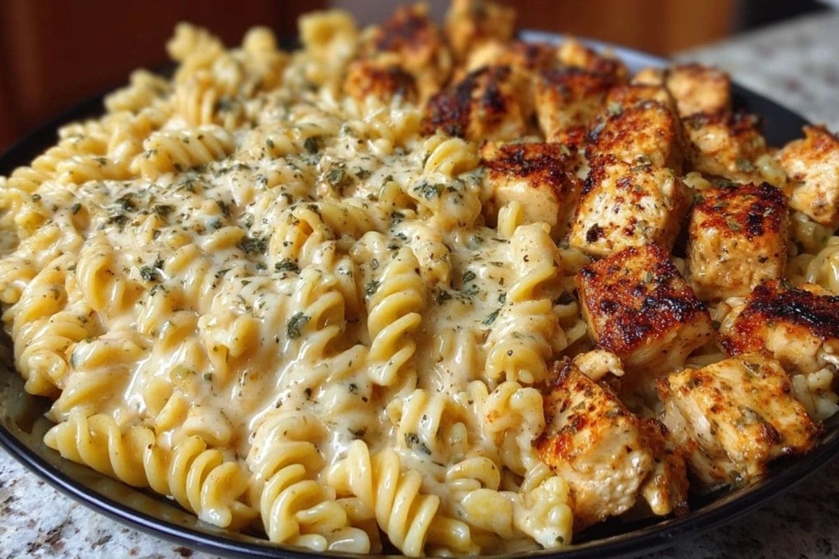 Creamy Velveeta Chicken Rotini Pasta with Mozzarella Garlic Cheese Sauce